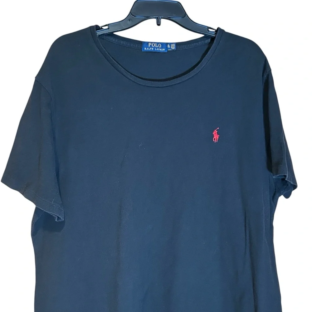 Polo Ralph‎ Lauren Men’s Black Crewneck T Shirt Red Pony Logo Size XL Knit
